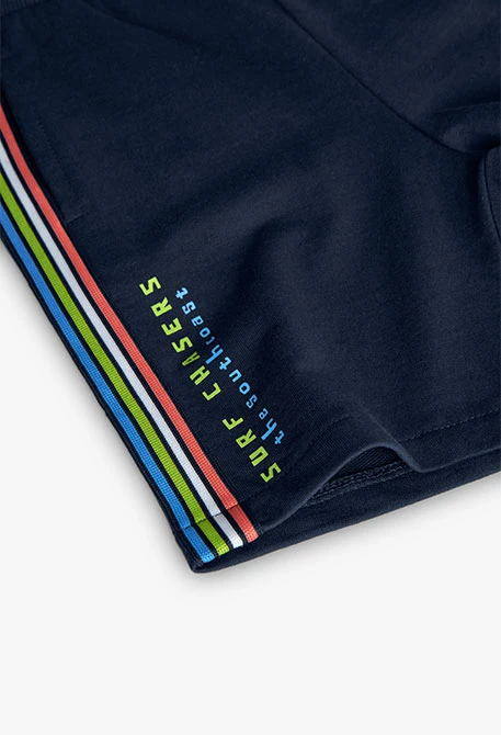 Bermudas de felpa para niño en color azul marino