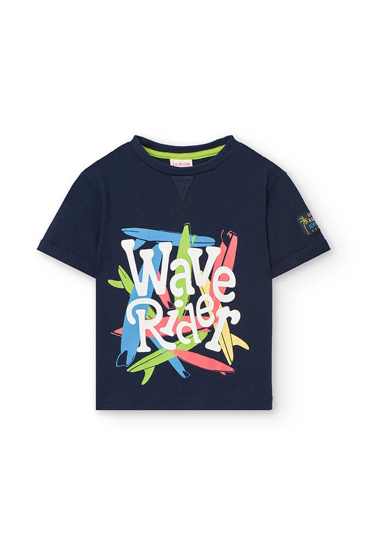 T-shirt en tricot de couleur bleu marine