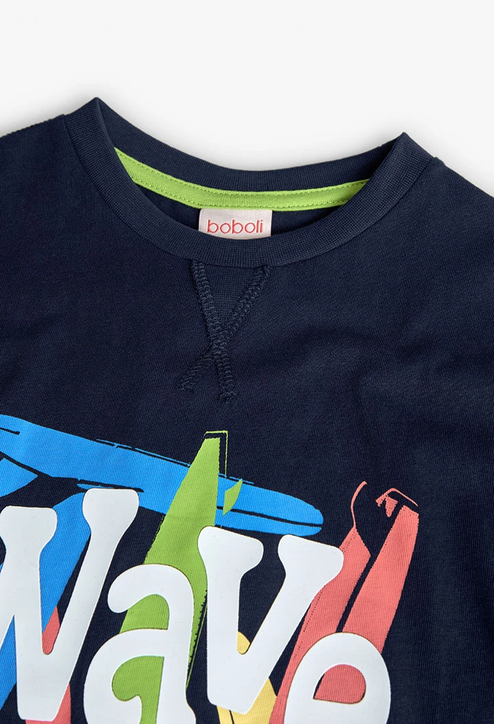 T-shirt en tricot de couleur bleu marine