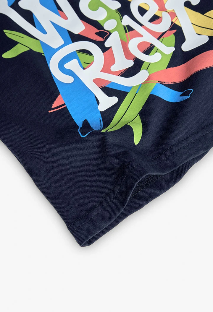 T-shirt en tricot de couleur bleu marine