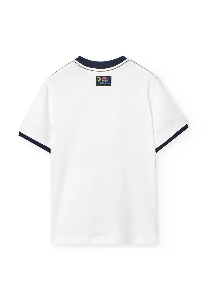 Knitted T-shirt for boys in white with letter print