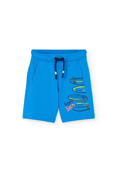 Bermuda en molleton pour garçon en couleur bleue