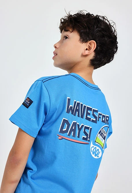 T-shirt en tricot pour garçon de couleur bleue