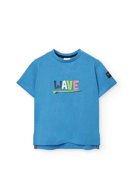 T-shirt en tricot pour garçon de couleur bleue