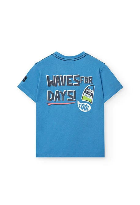 Knitted T-shirt for boy in blue colour