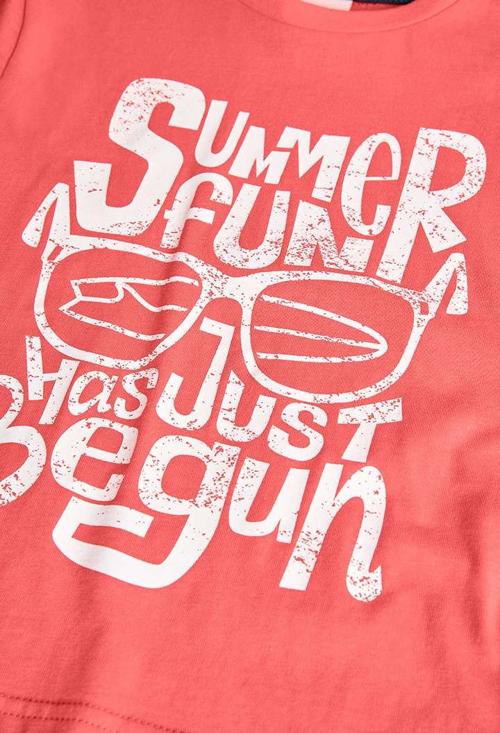 Conjunto de t-shirt e calções de malha para menino