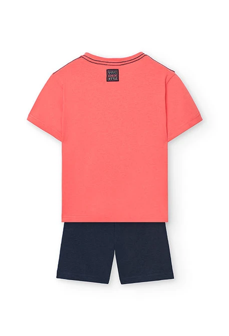 Boys\' knitted T-shirt and shorts set