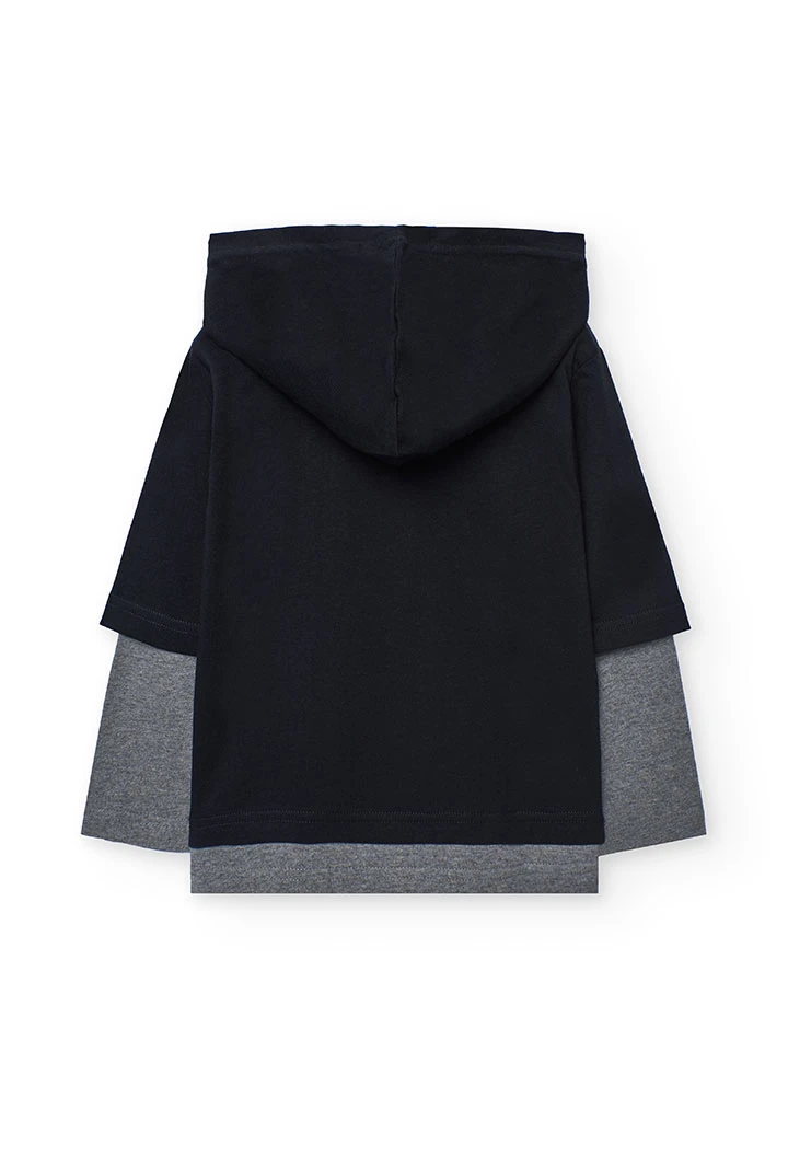 Maglietta bambino cotone cappuccio nero