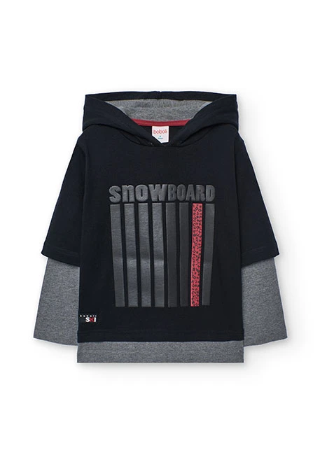 Baumwoll-T-Shirt für Jungen mit schwarzer Kapuze