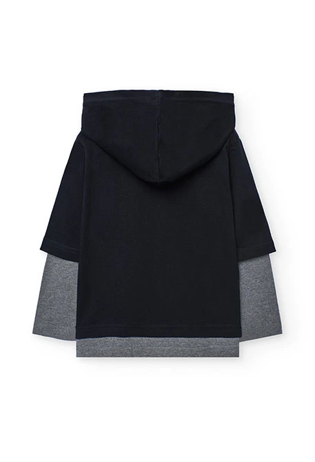 T-shirt menino algodão capuz preto