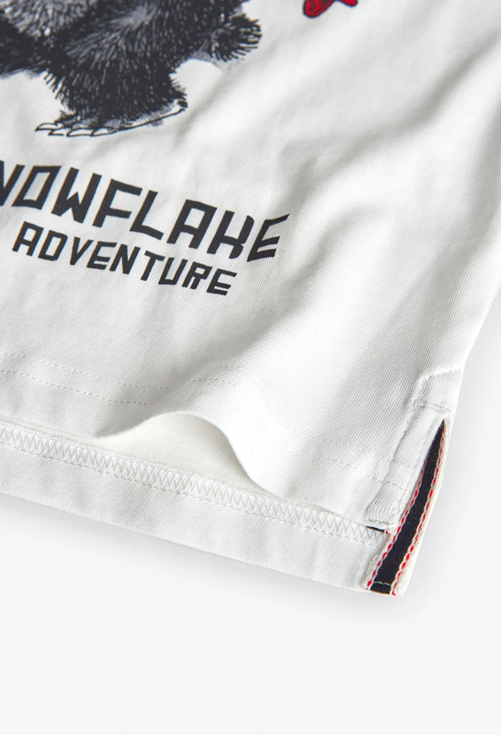Camiseta niño algodón blanco oso