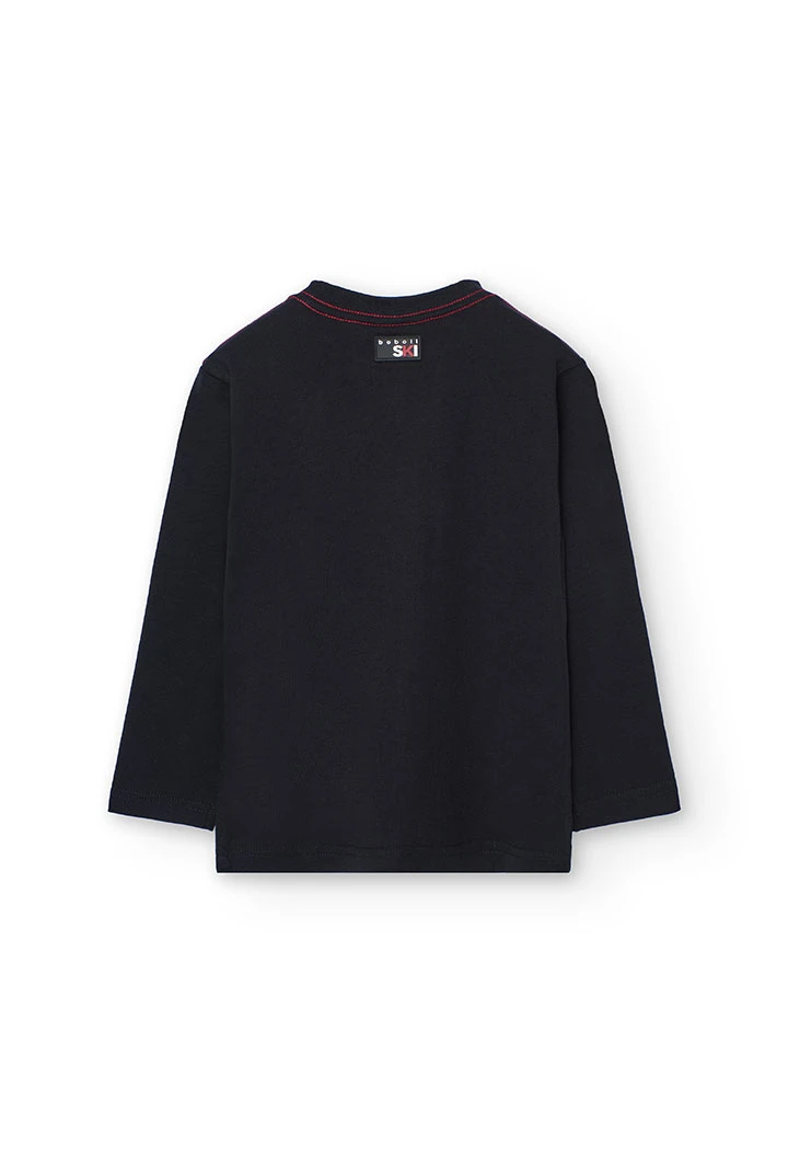 Camiseta niño algodón negro montaña