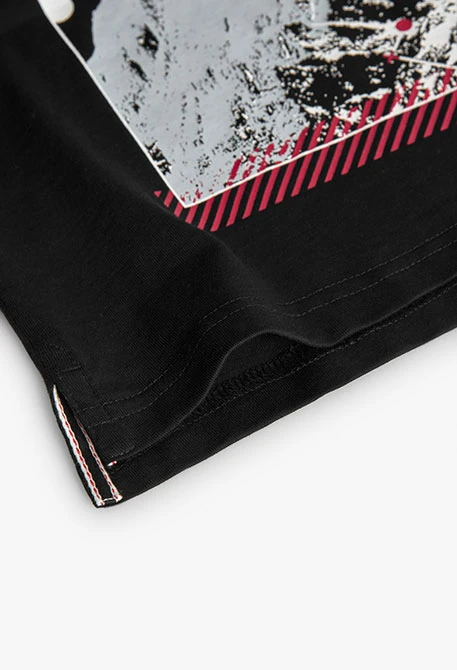 Schwarzes Baumwoll-T-Shirt für Jungen Berg