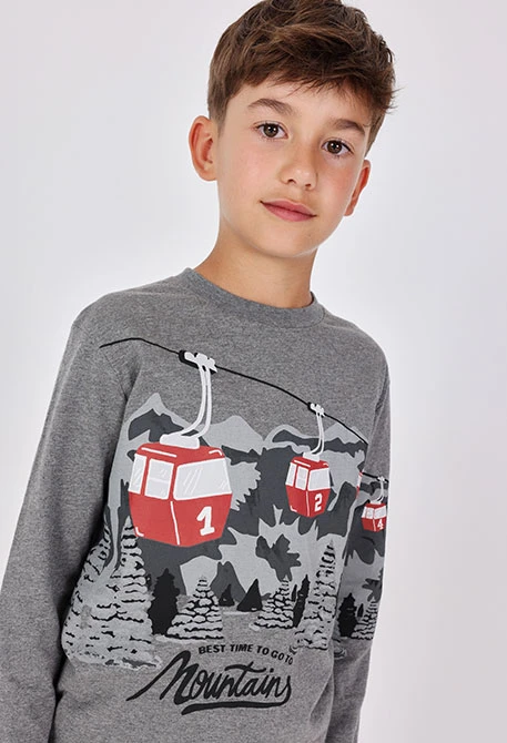 T-shirt garçon coton gris téléphériques