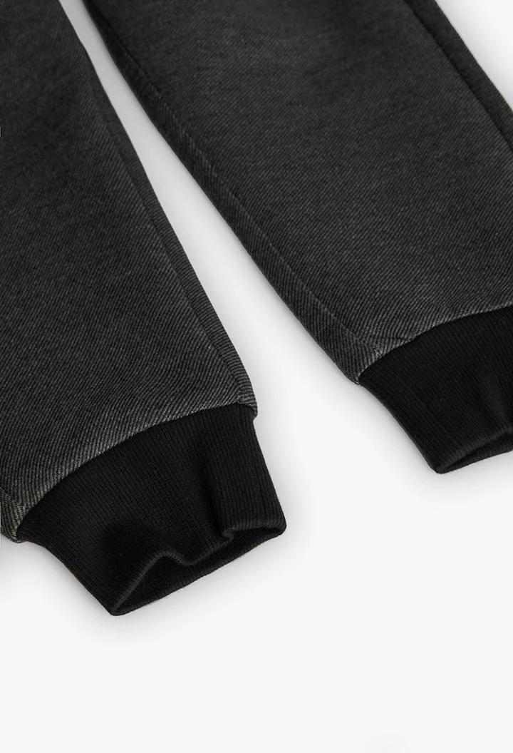 Pantalon garçon en coton noir