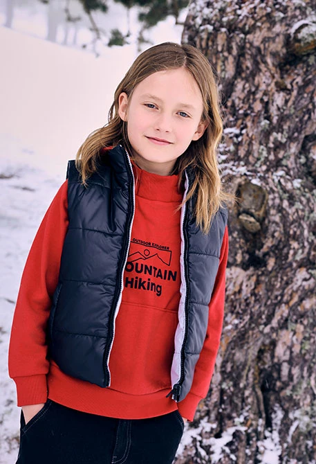 Burgundy fleece Mountain Hiking sweatshirt for boy