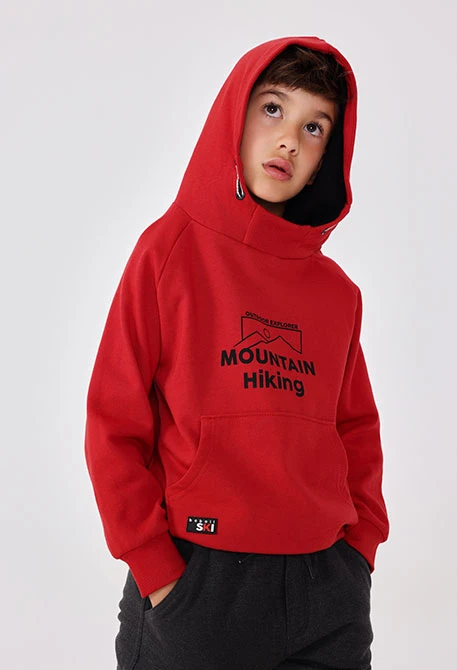 Sweat-shirt garçon en molleton bordeaux Mountain Hiking