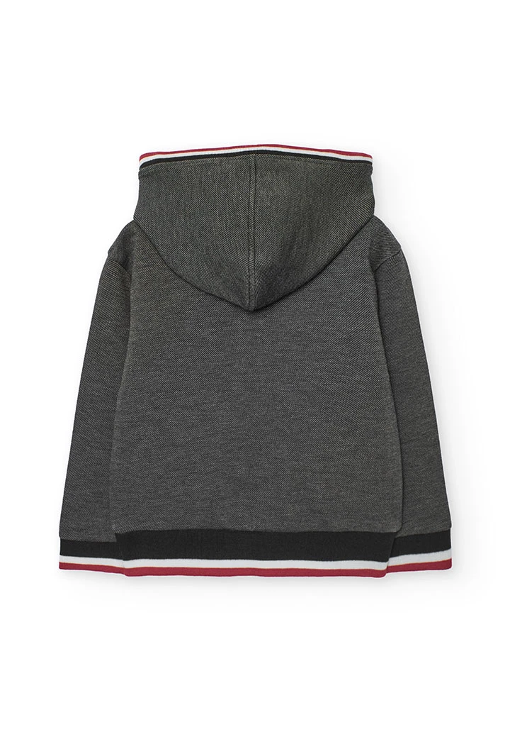 Chaqueta niño punto negro ribete rojo y blanco