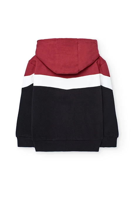 Veste garçon en molleton noir rouge et blanc
