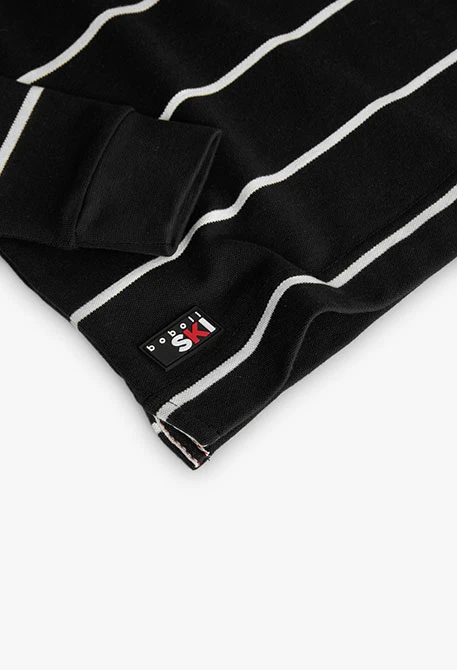 Polo garçon gris à rayures noires et blanches
