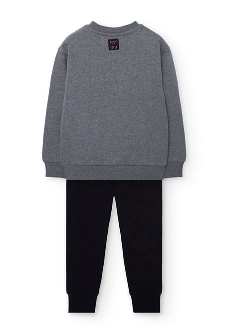 Graues Jungen-Set aus Fleece mit Schneebrillen-Design