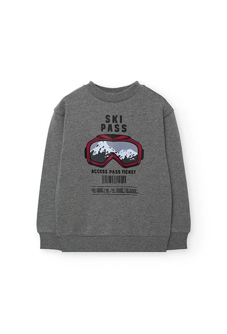 Graues Jungen-Set aus Fleece mit Schneebrillen-Design