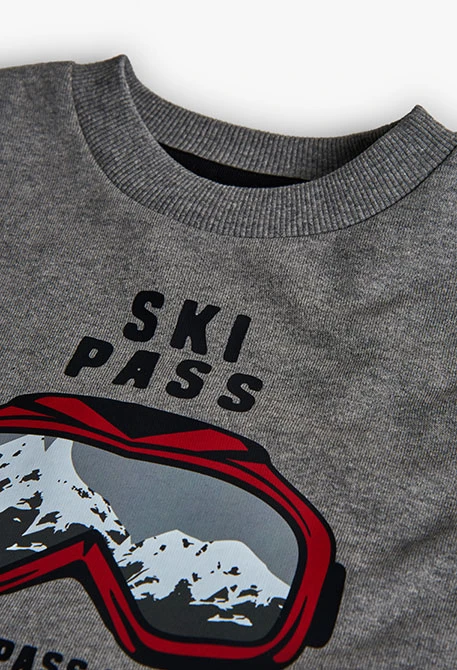 Graues Jungen-Set aus Fleece mit Schneebrillen-Design