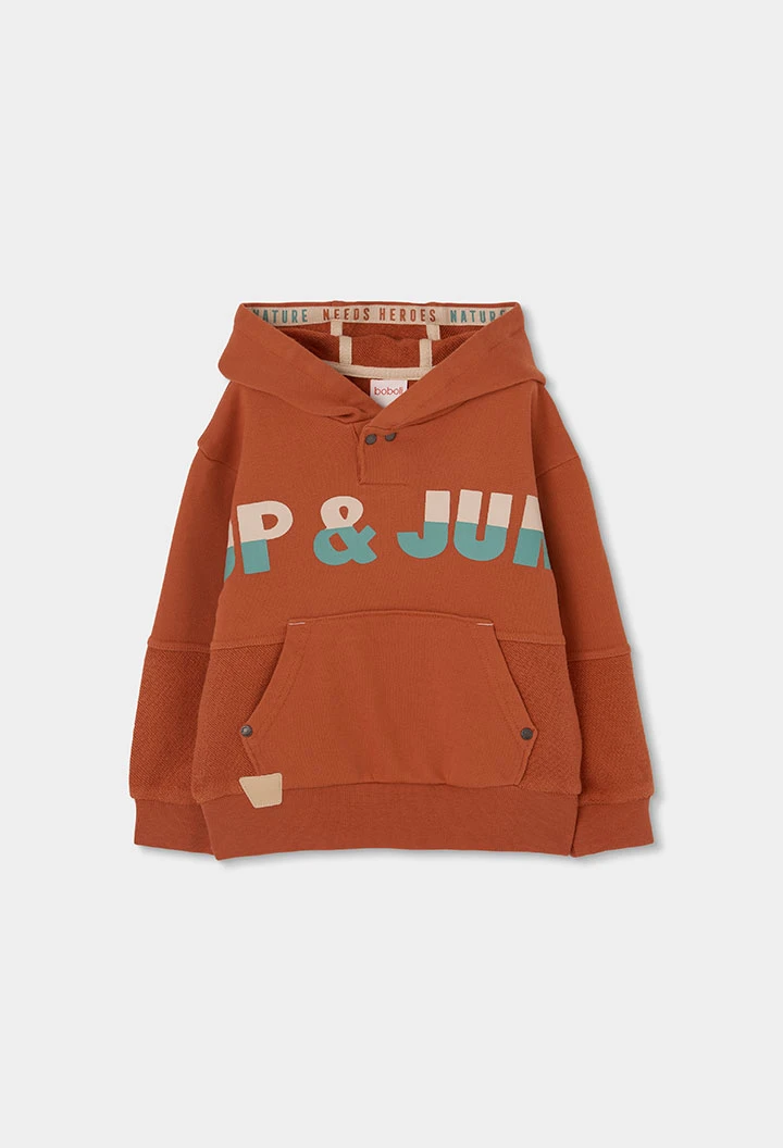 Sudadera niño algodón con capucha marrón