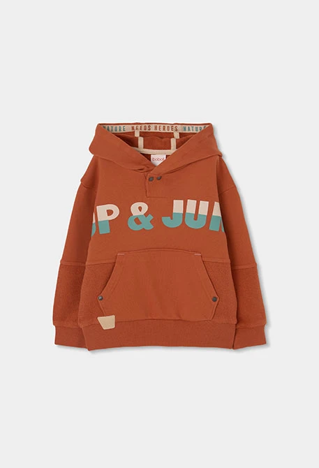 Sweat-shirt enfant en coton à capuche marron