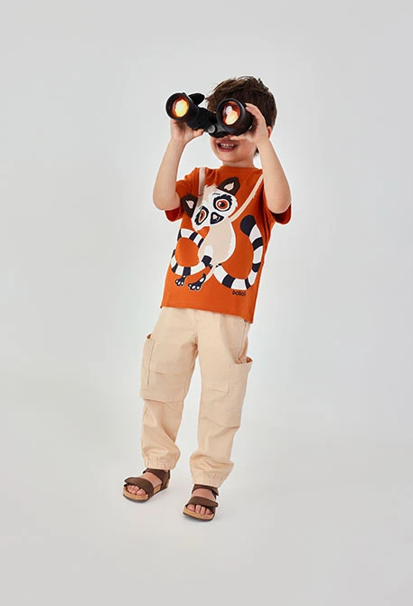 Beige cotton trousers for child