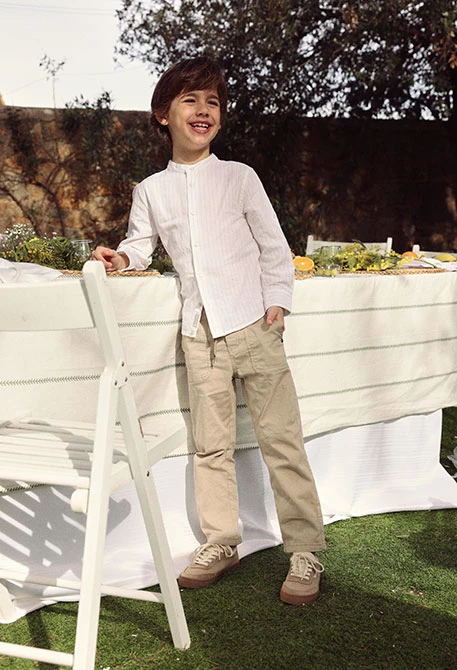 Pantalon enfant coton beige