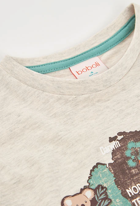 Camisola criança algodão manga comprida bege