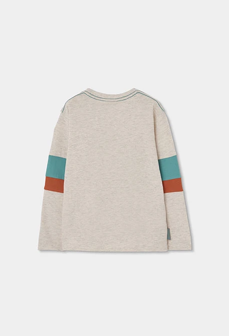 Langarmshirt für Jungen beige aus Baumwolle