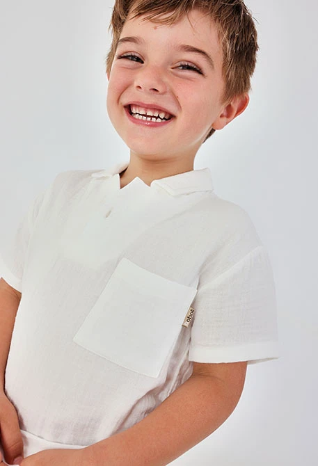 White cotton polo shirt for boy