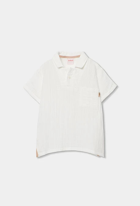 White cotton polo shirt for boy