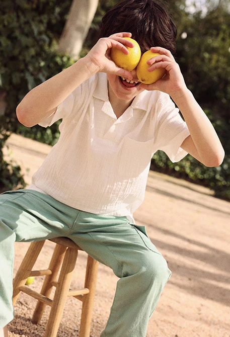 Polo infantil de algodão branco
