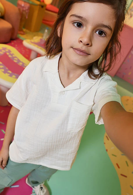 Polo infantil de algodão branco