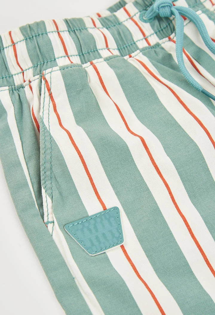 Aqua green striped Bermuda shorts