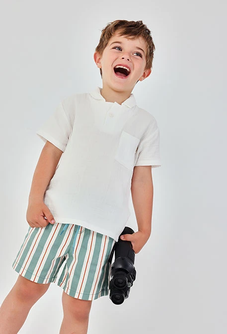 Aqua green striped Bermuda shorts