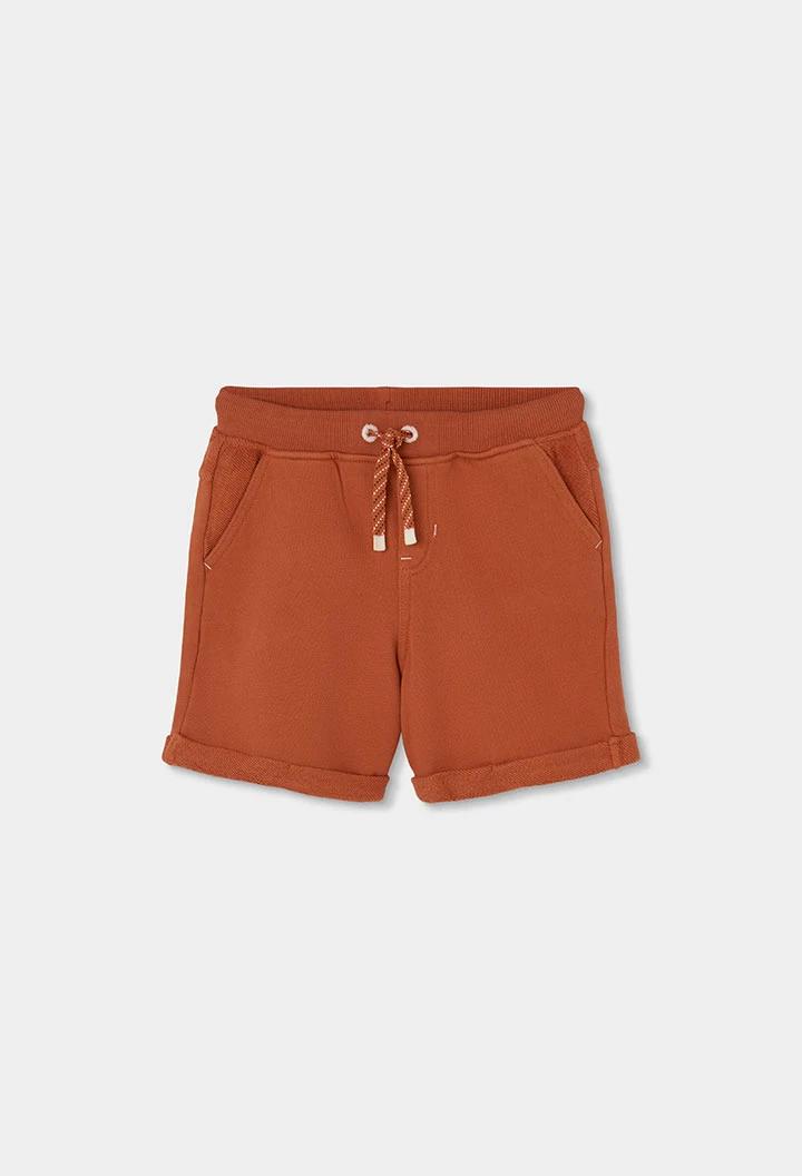 Bermuda en coton couleur rouille