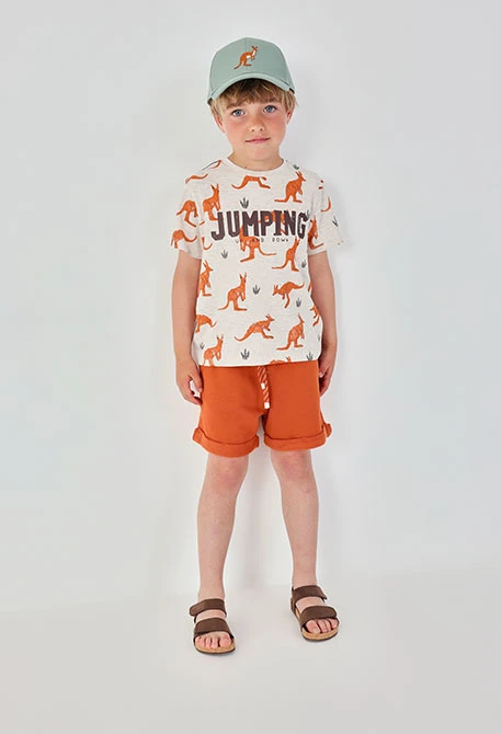 Cotton bermuda shorts in rust colour