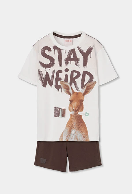 Boy?s brown printed cotton set