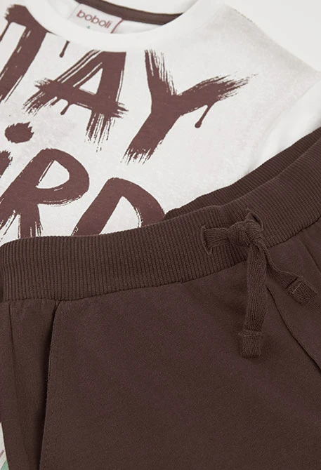 Conjunto niño algodón estampado marrón