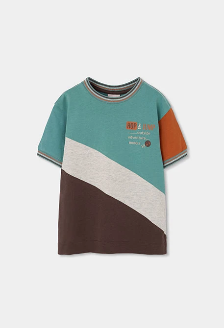 Kinder-Shirt aus Baumwolle im Colorblock-Design
