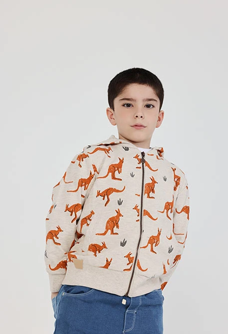 Chaqueta niño gris con canguros