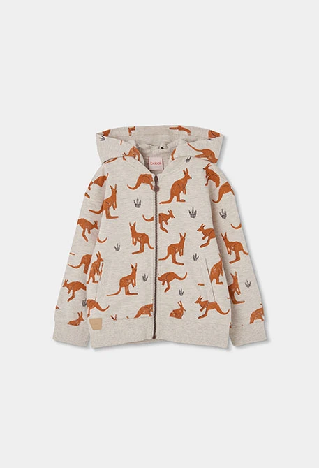 Graue Kinderjacke mit Kängurutaschen