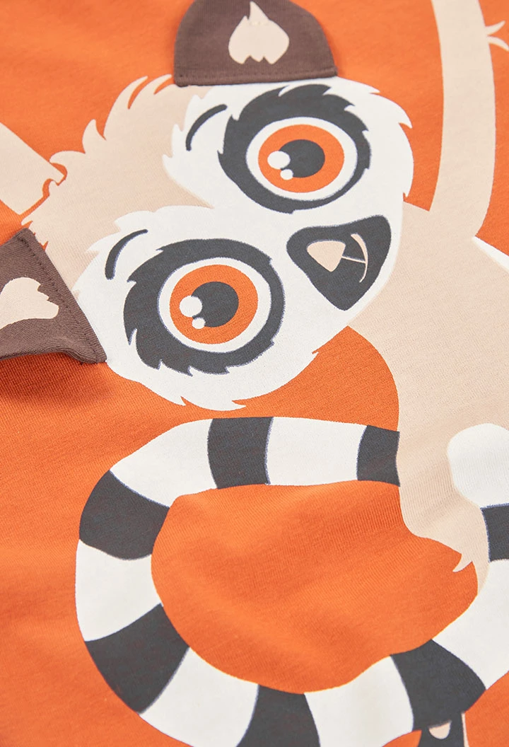 Camiseta criança laranja animal