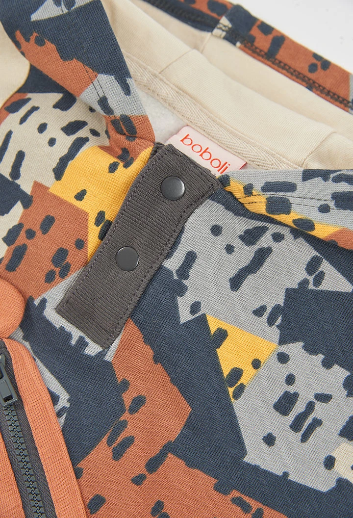 Sudadera felpa niño estampada con osito azul marino