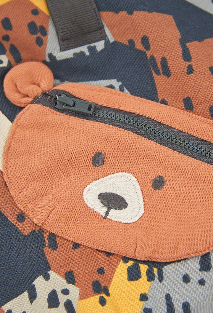 Felpa bambino stampata con orsetto blu navy
