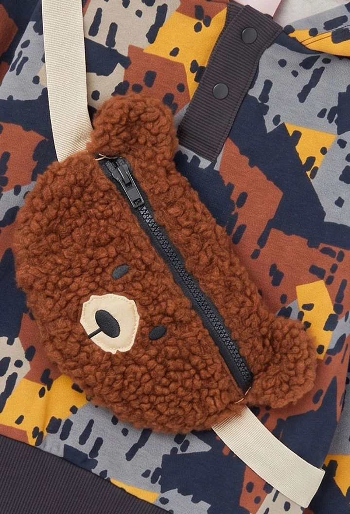 Felpa bambino stampata con orsetto blu navy